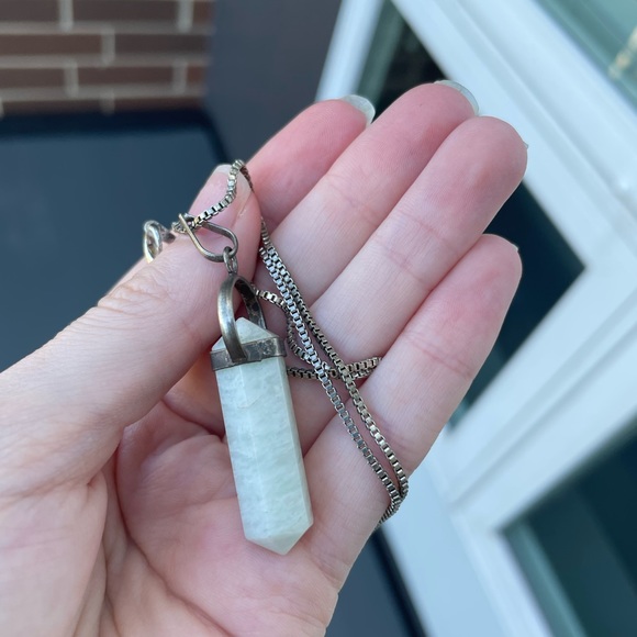 Crystal Gem Stone Pendant Necklace with Silver Hardware - Picture 6 of 6